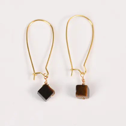 Square Crystal Earrings (Multi-color) Natural Crystal Chips, Cute & Sweet