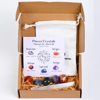 12 Zodiac Healing Stone Set, Raw/Tumbled Crystals, Holiday Gift Box