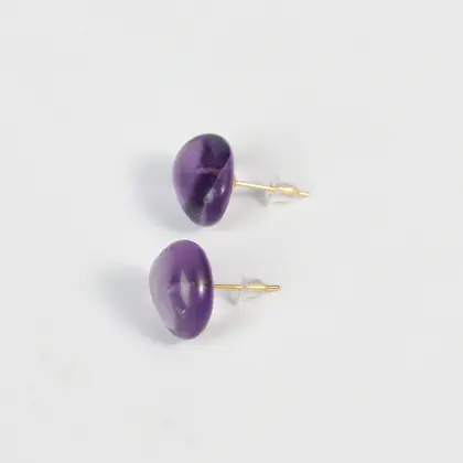 Freeform Stud Earrings (Multi-color) US/EU Natural Crystal, Citrine & Amethyst, Polished