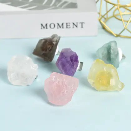 Crystal Small Night Light (Multi-color) Natural Raw Crystal Colorful, Night Market Gift, Green Aventurine & Citrine