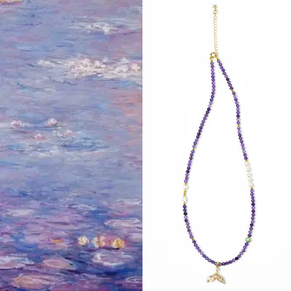 [Design] Amethyst faceted alloy mermaid necklace collarbone necklace