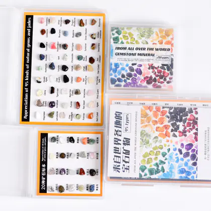 Crystal Mineral Specimen Box, US/EU Best Seller, 20/45 Kinds Mixed Semi-precious Stones, Teaching