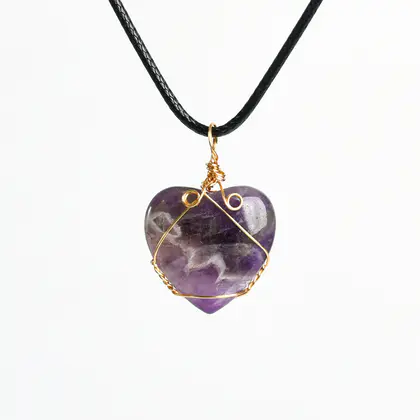 Leather Cord Heart Wire-wrapped Pendant (Multi-color) Mini Star Heart Mushroom, Best Seller