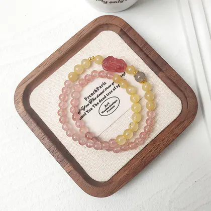 [Design] Blonde strawberry crystal double ring bracelet BAC1346