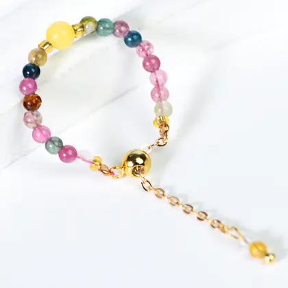 Tourmaline & Amber Bead Ring