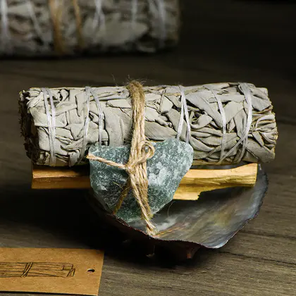 Sage + Palo Santo + Raw Stone Purification Healing Set