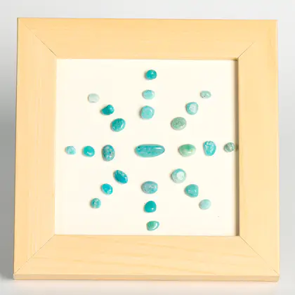 Sunflower Crystal Chips Decorative Frame (Multi-color) Raw Stone, Wooden, Housewarming Gift