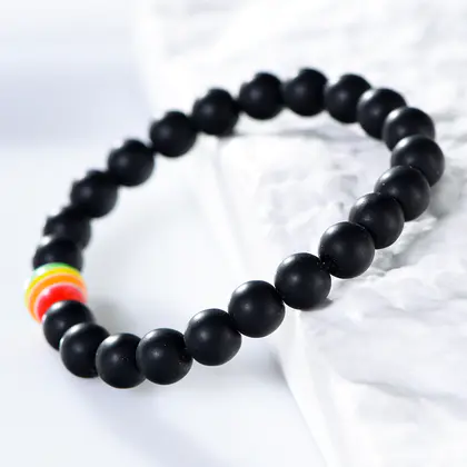 Natural Lava Rock Bracelet, Fashion Men's Black, Korean Style, Couples Gift