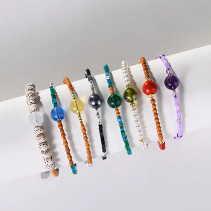[Design] Heart Spell Bracelet Red Jasper Pearl Green Amethyst Yellow Crystal White Crystal