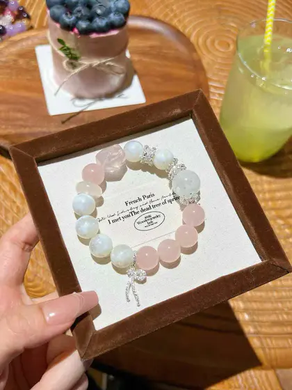 [Design] Cheese Snowflake Ghost Pink Crystal Bracelet BAC1175