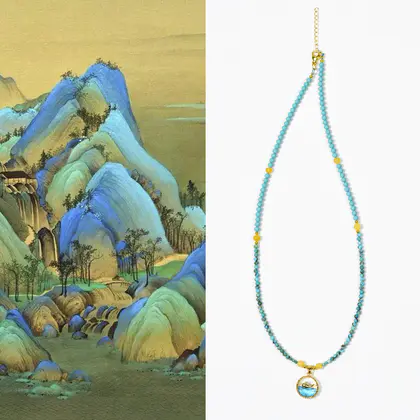 [Design] Turquoise whale pendant necklace collarbone chain