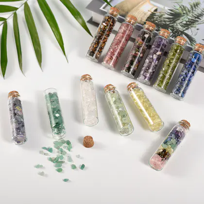 Crystal Chips Drift Bottle Wish Bottle, Natural Gem Ornament, Home Decor, Specimen