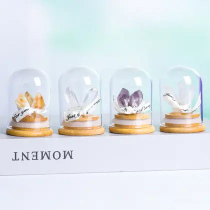 Crystal Bar Glass Specimen Dome, Natural Crystal, Micro-landscape, Kids Science Gift, Home Decor