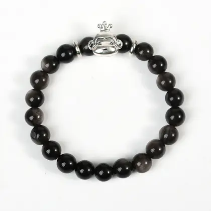 Silver Obsidian Multi-element Bracelet, Meteorite Planet Beads, Space Astronaut, Couples
