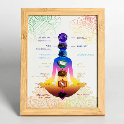 Chakra Crystal Decorative Picture Frame (With Meaning) Colorful Rough Stone Crystal Photo Frame Swing Table Wholesale Moving New Home Picture Frame Home Festive Ornament Gift