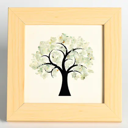 Tree of Life Crystal Decorative Frame (Multi-color) Raw Stone, Wooden, Housewarming Gift