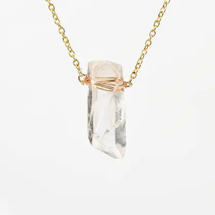 Clear Quartz Point Wire-wrapped Pendant, Wholesale