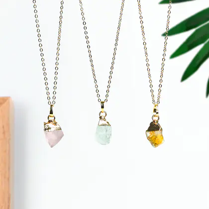 Raw Crystal Electroplated Small Pendant, Amethyst Gold-plated, Wholesale