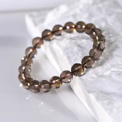 [Plain ring] Tea crystal faceted single ring bracelet 8mm