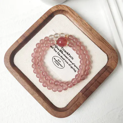 [Design] Strawberry Crystal White Crystal Double Ring Bracelet BAC589
