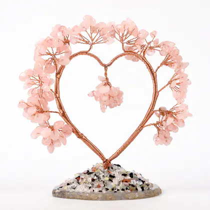 Heart-shaped Agate Base Crystal Tree (Multi-color) Amethyst, Home Office Desktop Decor
