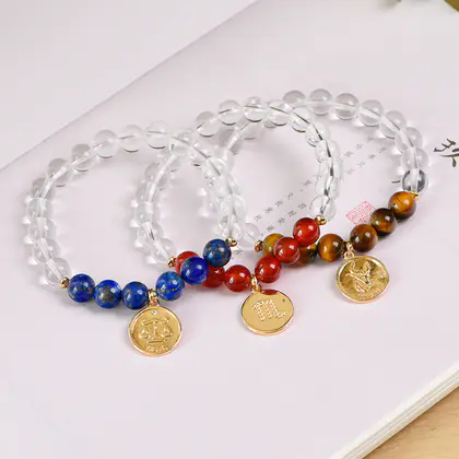 Piezoelectric Clear Quartz 12 Zodiac Bracelet, Best Seller