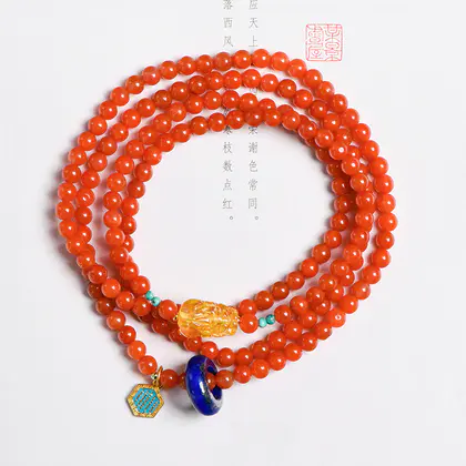 [Design] Southern red agate beeswax triple ring bracelet BAC1186