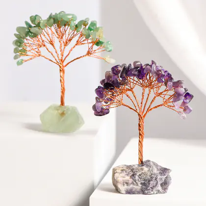 Wealth Tree with Raw Stone Base (Multiple Styles)