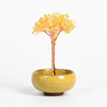 Crystal Tree with Small Bowl Base (Multi-color) Chip Stone, Home Office Decor