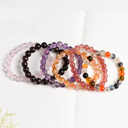 [Vegan] Vegan Bracelet (Various) Strawberry Crystal Pink Amethyst