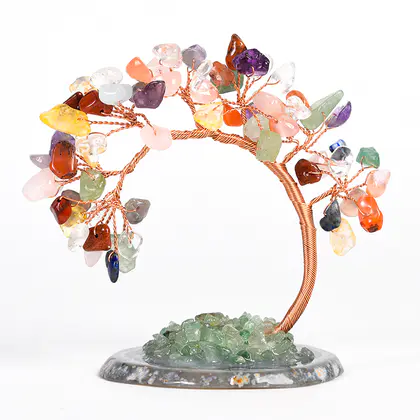 Cypress Crystal Tree with Agate Base, Amethyst, Creative Office Desktop Decor