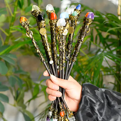 Natural Crystal 12 Zodiac Magic Wand, Metal Core, Personalized, Factory Direct, In Stock